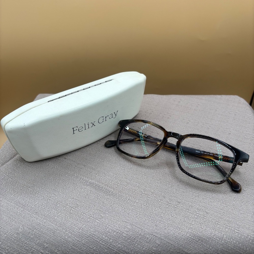 Felix Gray Nash C5 Tortoise Blue Light Blocking Glasses 49-17-140 With Case